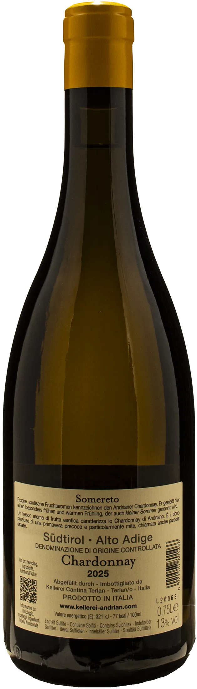 Cantina Andriano Chardonnay Somereto 2025