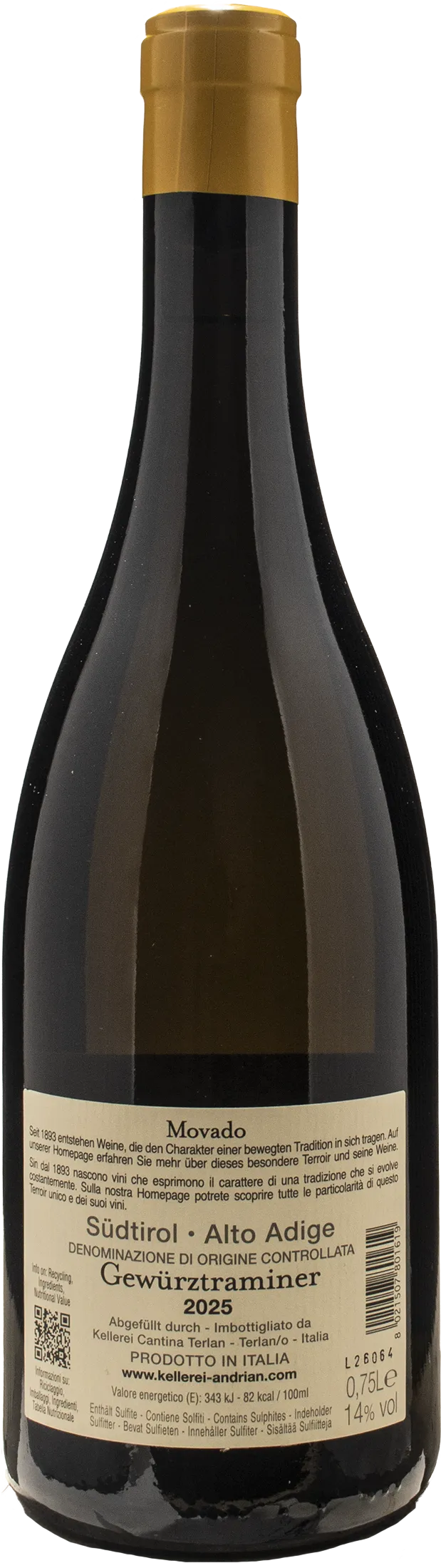 Cantina Andriano Movado Gewurztraminer 2025