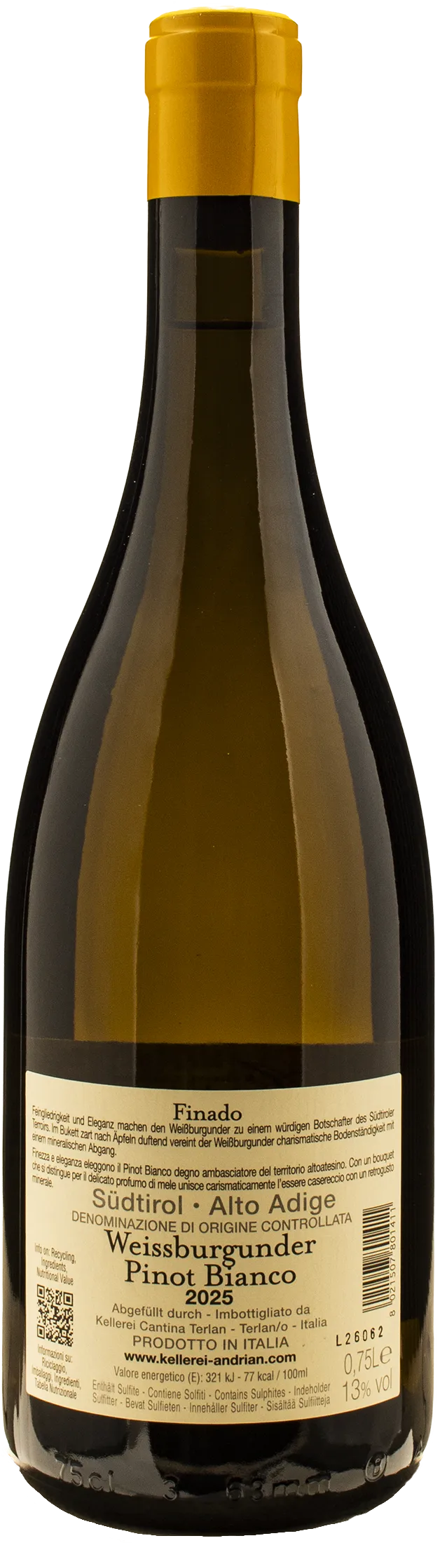 Cantina Andriano Pinot Bianco Finado 2025