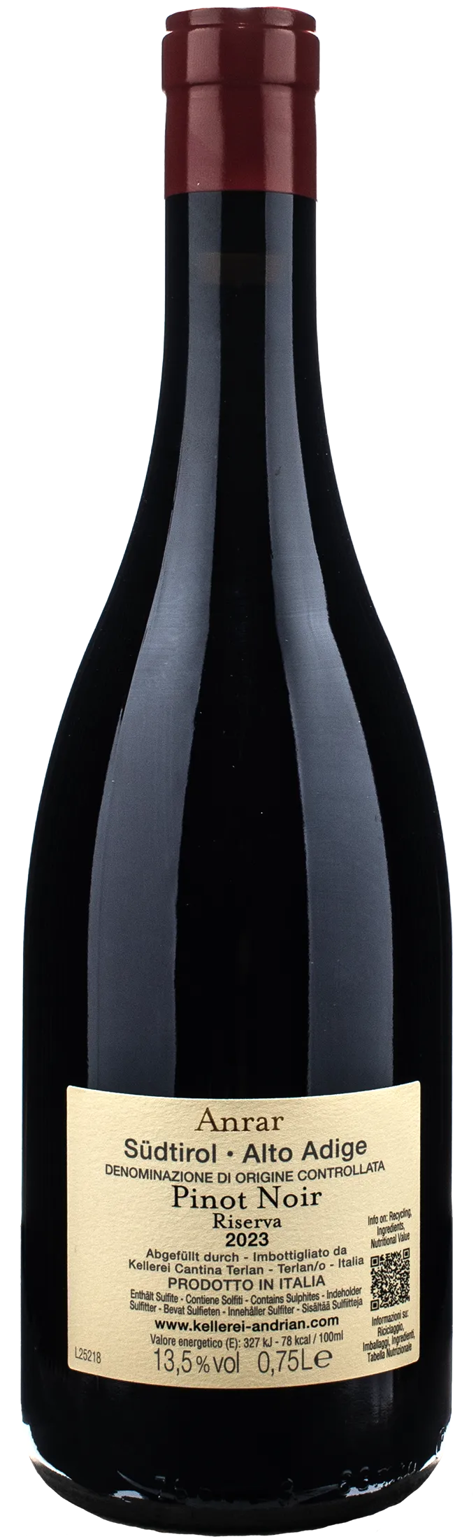 Cantina Andriano Pinot Nero Anrar Riserva 2023