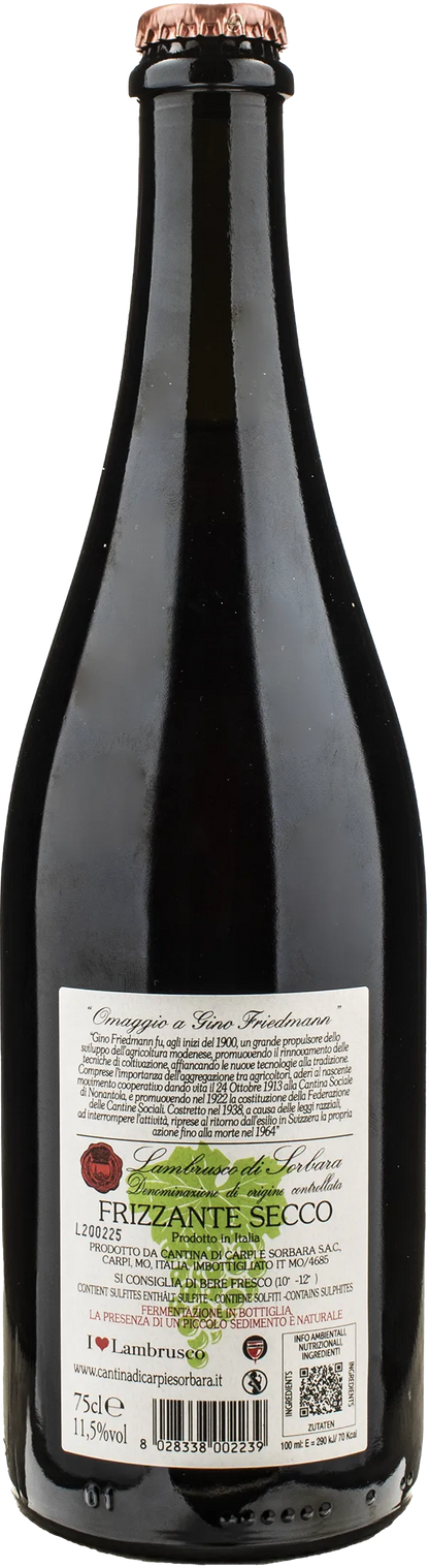 Cantina Sorbara Lambrusco di Sorbara Omaggio a Gino Friedmann 2024