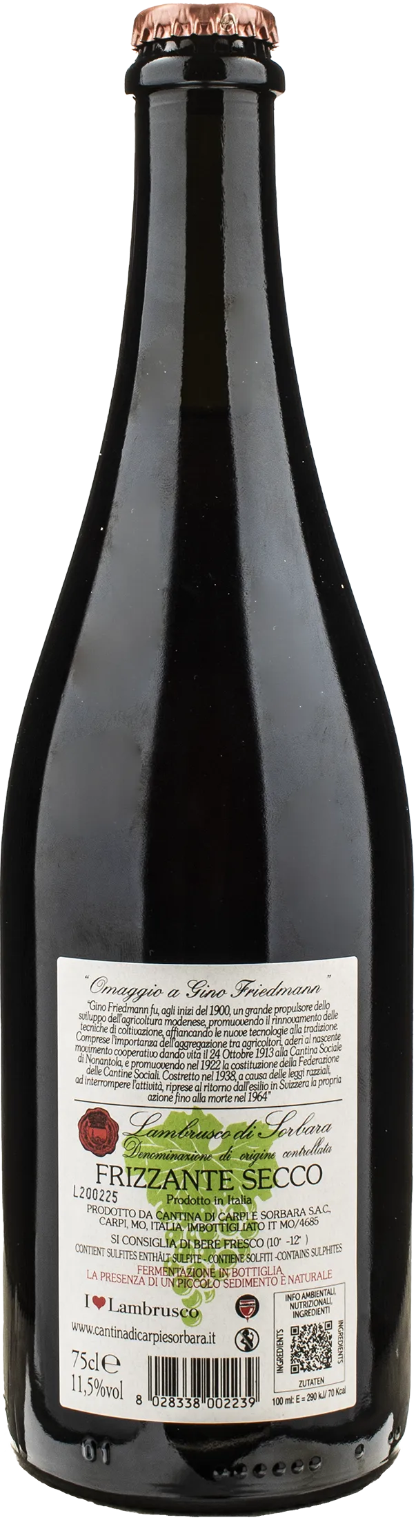 Cantina Sorbara Lambrusco di Sorbara Omaggio a Gino Friedmann 2024