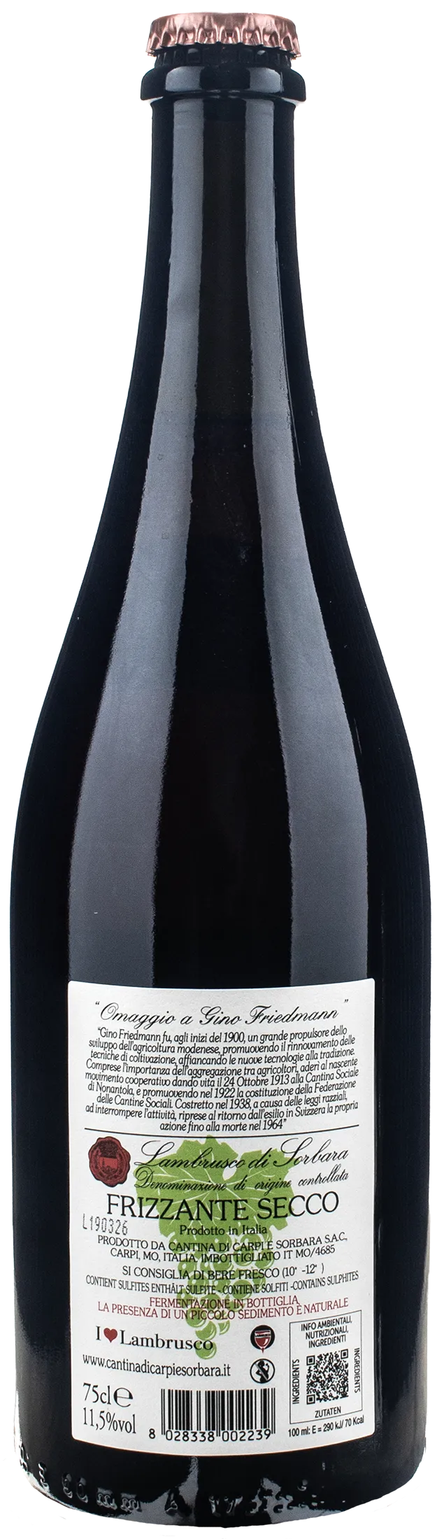 Cantina Sorbara Lambrusco di Sorbara Omaggio a Gino Friedmann 2025