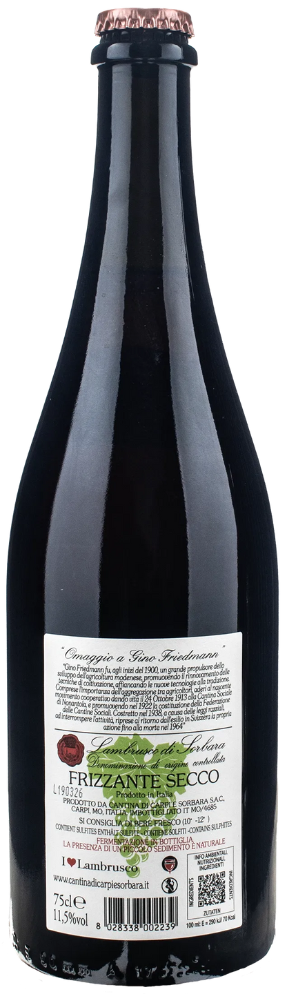 Cantina Sorbara Lambrusco di Sorbara Omaggio a Gino Friedmann 2025
