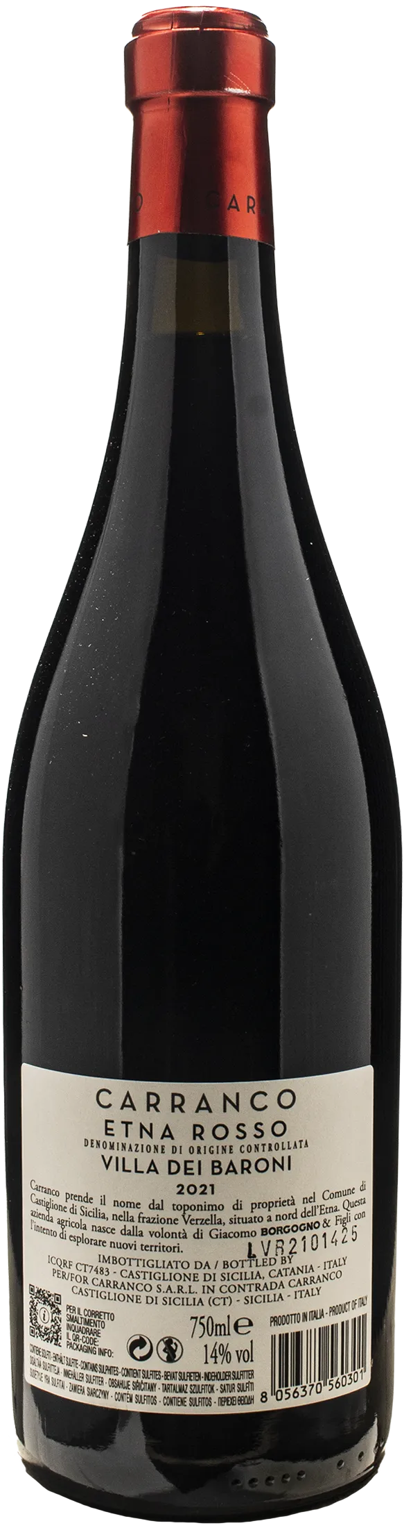 Carranco Etna Rosso Villa dei Baroni 2021
