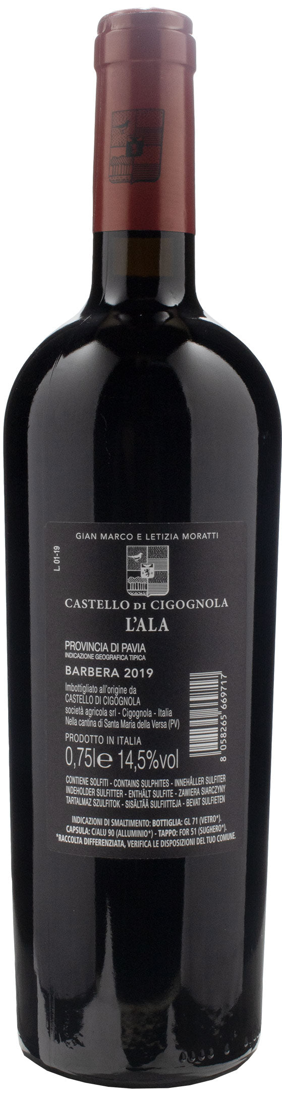 Castello di Cigognola Barbera Leggermente Appassito L'Ala 2019