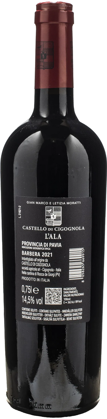 Castello di Cigognola Barbera Leggermente Appassito L'Ala 2021