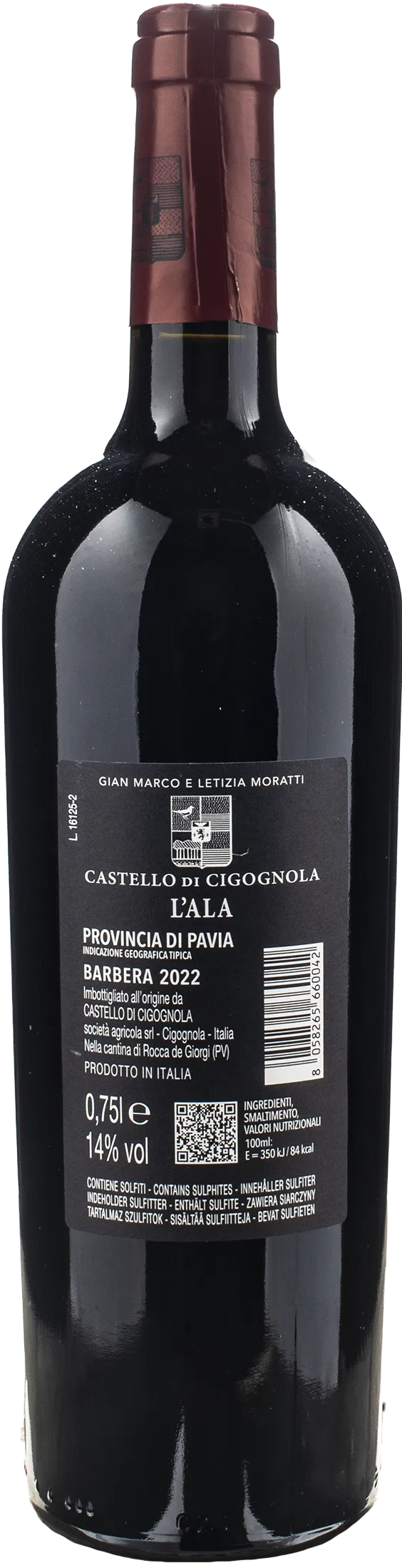 Castello di Cigognola Barbera Leggermente Appassito L'Ala 2022