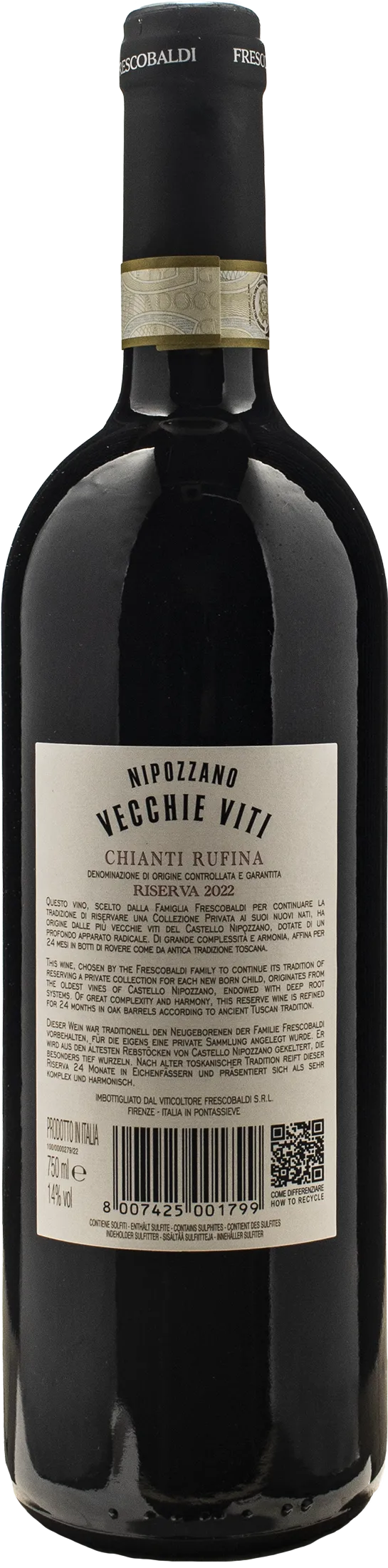 Castello di Nipozzano Chianti Rufina Riserva Vecchie Viti 2022