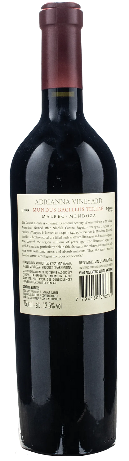 Catena Zapata Adrianna Vineyard Mundus Bacillus Terrae Malbec 2022