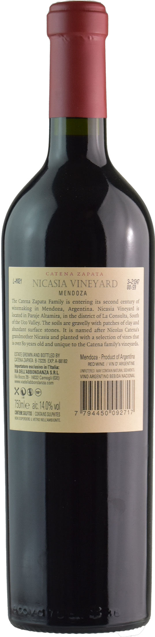 Catena Zapata Nicasia Malbec Argentino 2018
