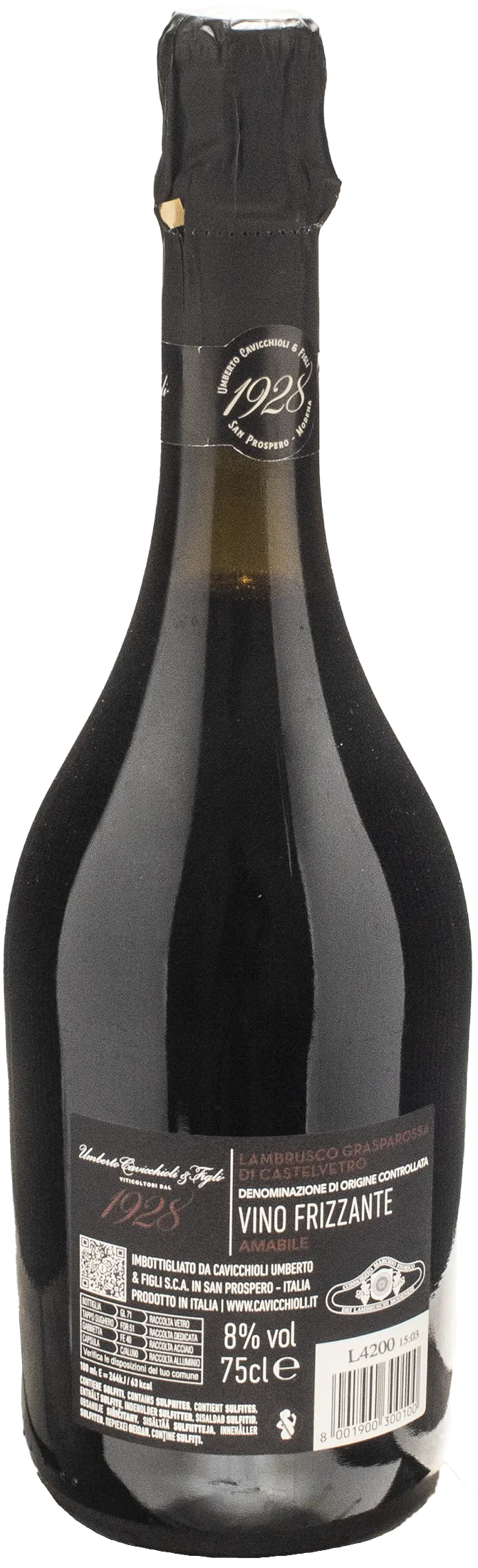 Cavicchioli Lambrusco Grasparossa di Castelvetro 1928 Amabile