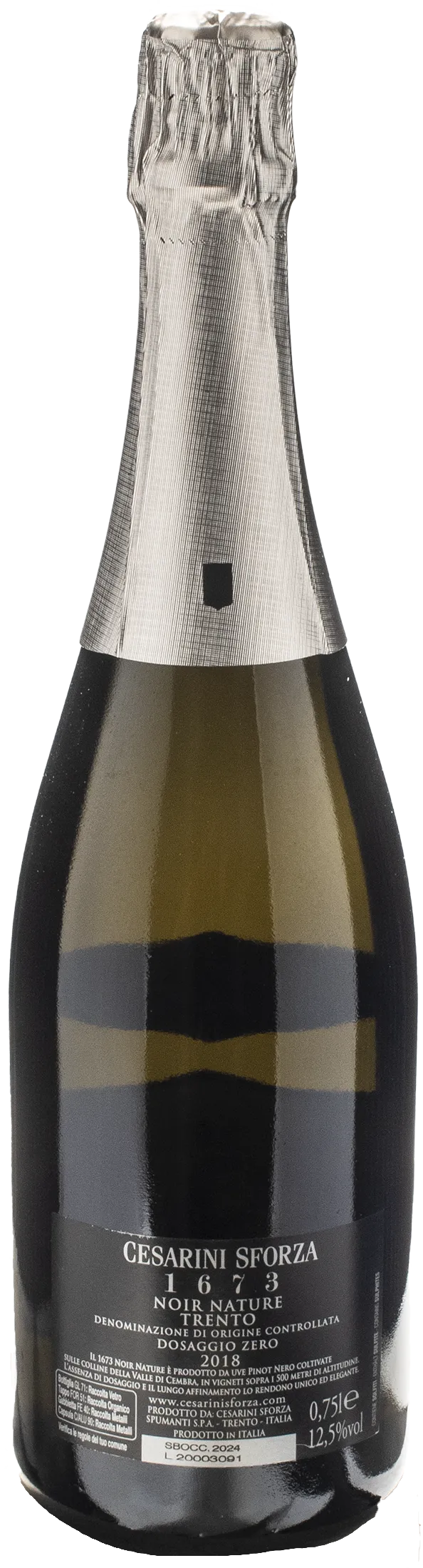 Cesarini Sforza 1673 Trento Noir Nature Metodo Classico 2018