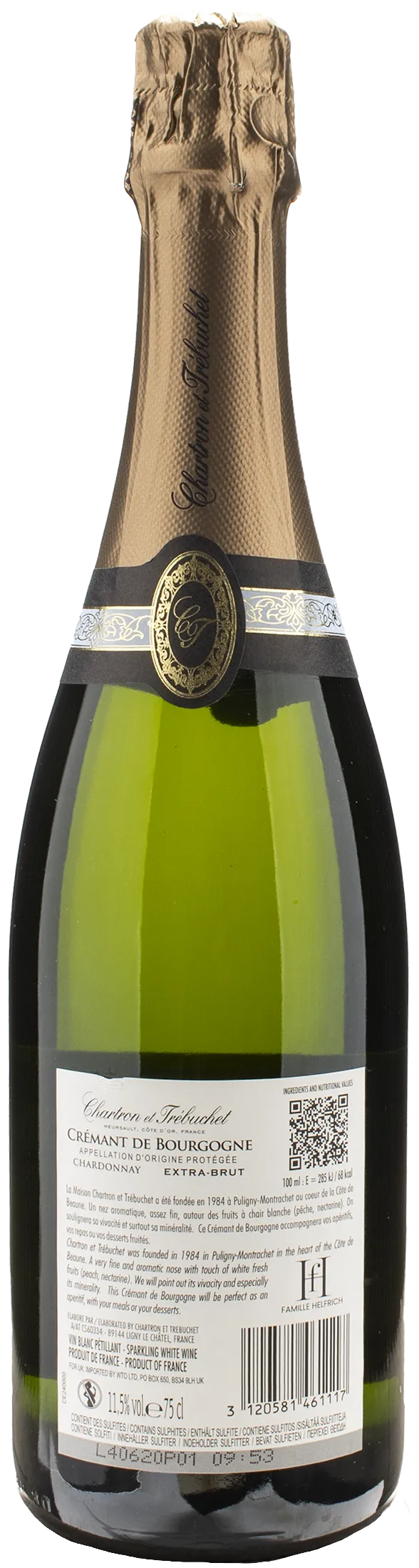 Chartron et Trebuchet Cremant de Bourgogne Chardonnay Extra Brut 2022