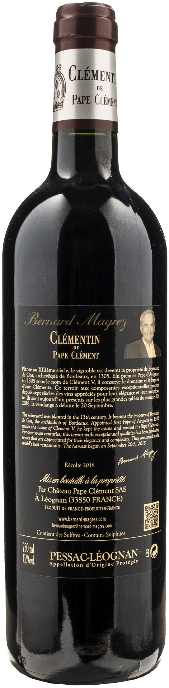 Chateau Clémentin de Pape Clément Pessac Léognan Rouge 2018