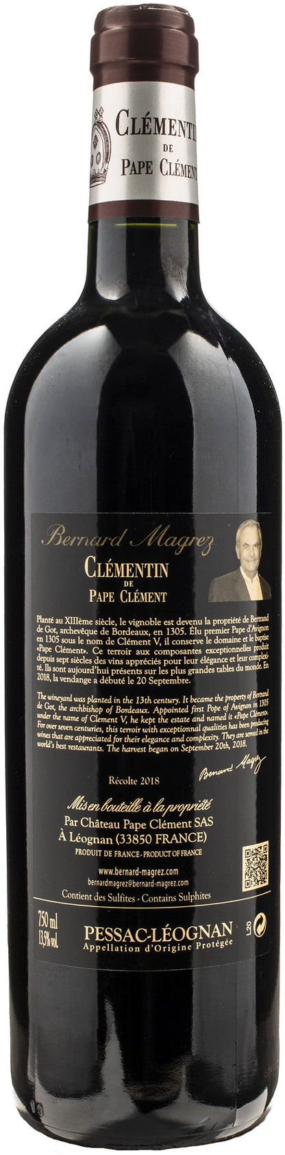 Chateau Clémentin de Pape Clément Pessac Léognan Rouge 2018