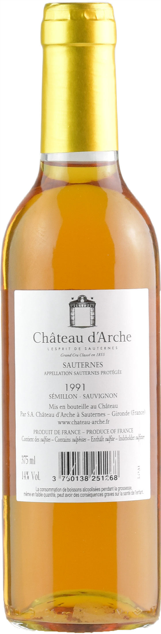 Chateau d'Arche Grand Cru Classé de Sauternes 0,375L 1991