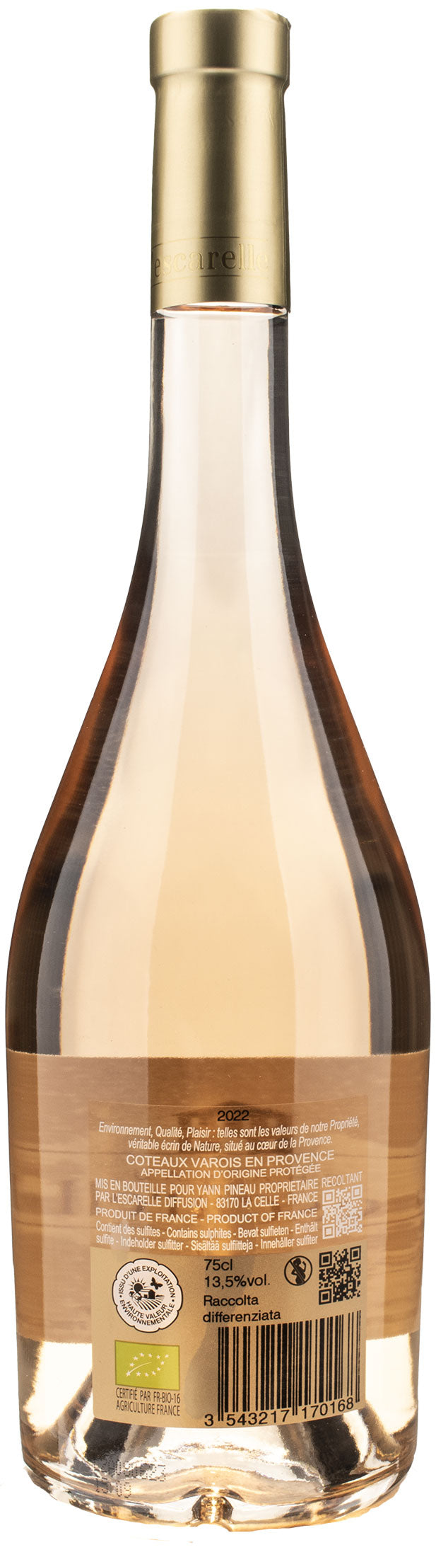 Chateau de l'Escarelle Coteaux de Provence Rosé Les Deux Anges Bio 2022