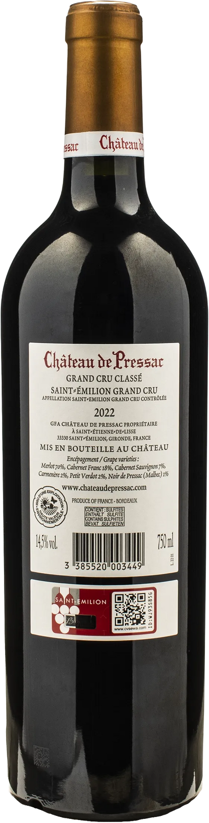 Chateau de Pressac Saint Emilion Grand Cru Classe 2022