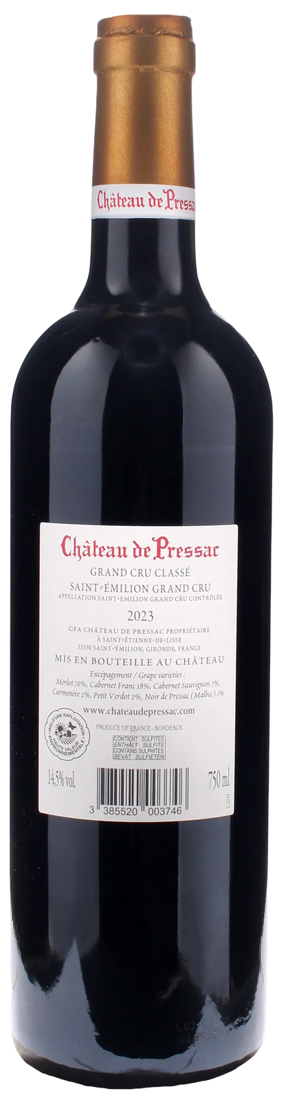 Chateau de Pressac Saint Emilion Grand Cru Classe 2023
