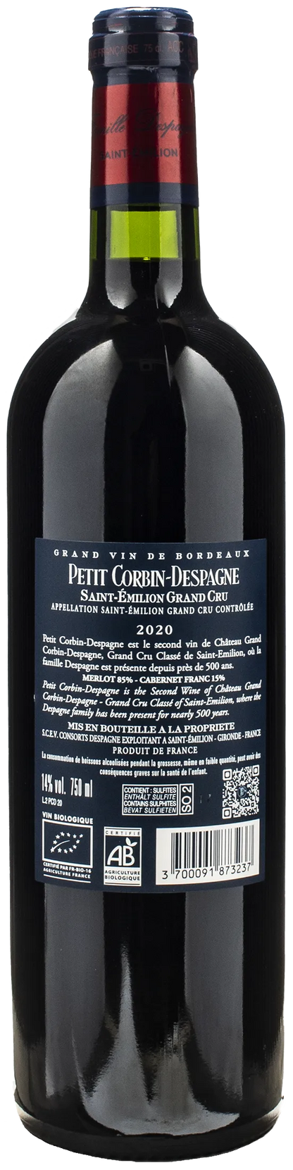 Chateau Grand Corbin Despagne Saint Emilion Grand Cru Petit Corbin Despagne 2020
