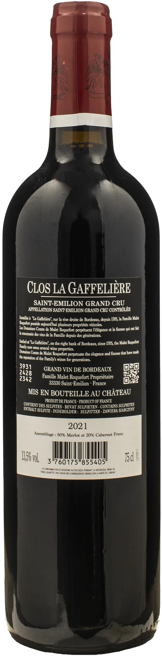 Chateau La Gaffeliere Clos La Gaffeliere Saint Emilion Grand Cru 2021