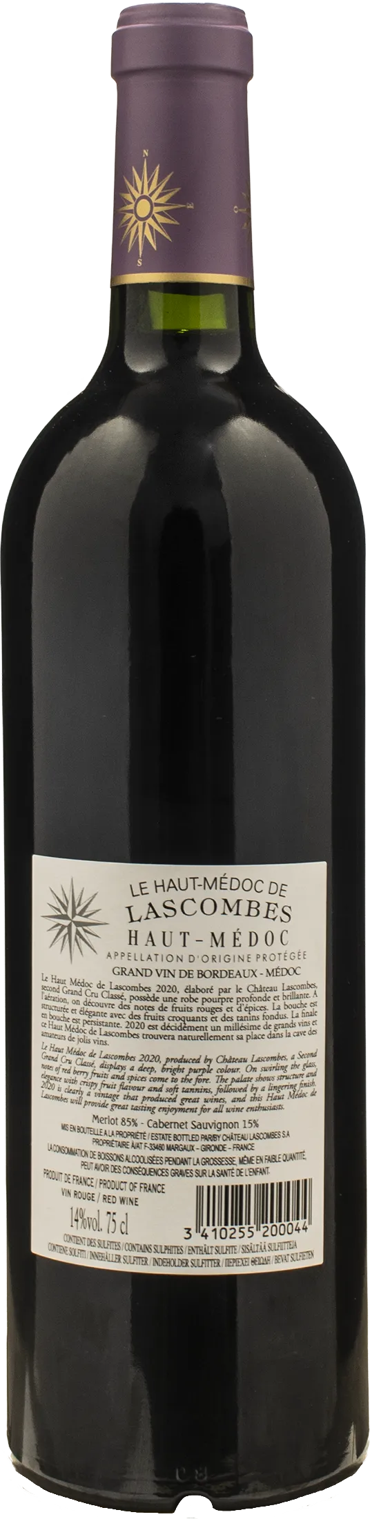 Chateau Lascombes Haut Medoc Grand Vin de Bordeaux de Lascombes 2020