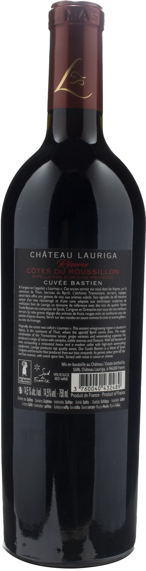 Chateau Lauriga Cotes Du Roussillon Reserve Cuvee Bastien 2020