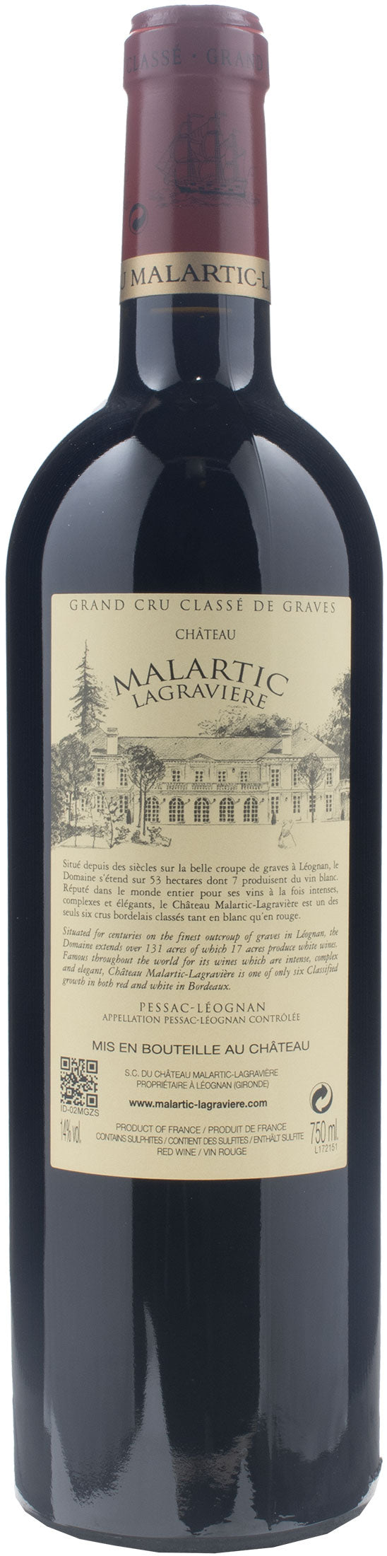 Chateau Malartic Lagraviere Pessac Leognan Grand Cru Classé des Graves Rouge 2015