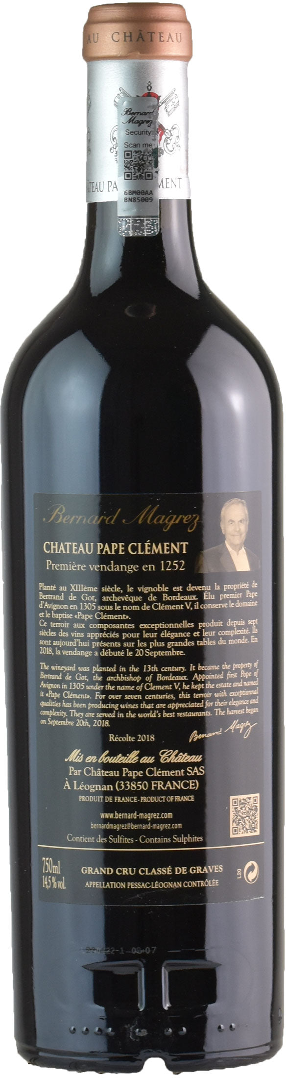 Chateau Pape Clement Pessac Leognan Rouge Grand Cru Classé de Graves 2018