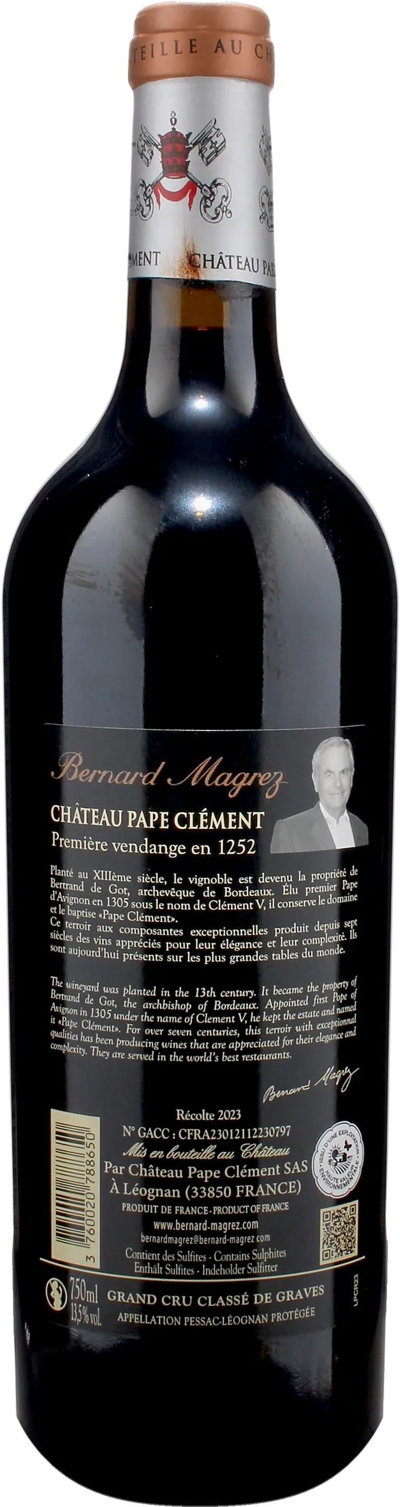 Chateau Pape Clement Pessac Leognan Rouge Grand Cru Classe de Graves 2023
