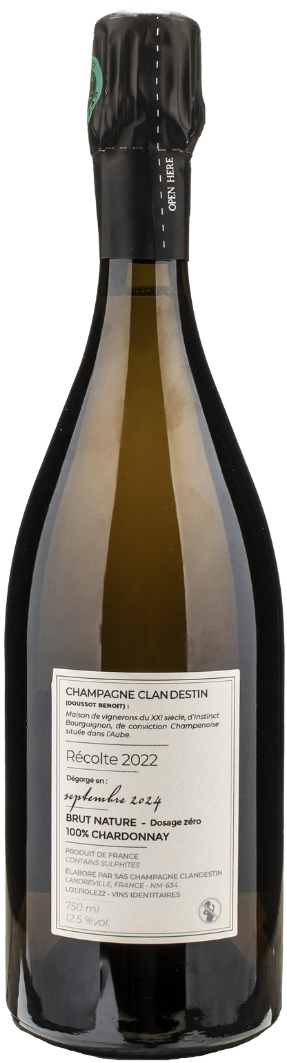 Clandestin Champagne Les Passagers Fiole Brut Nature 2022