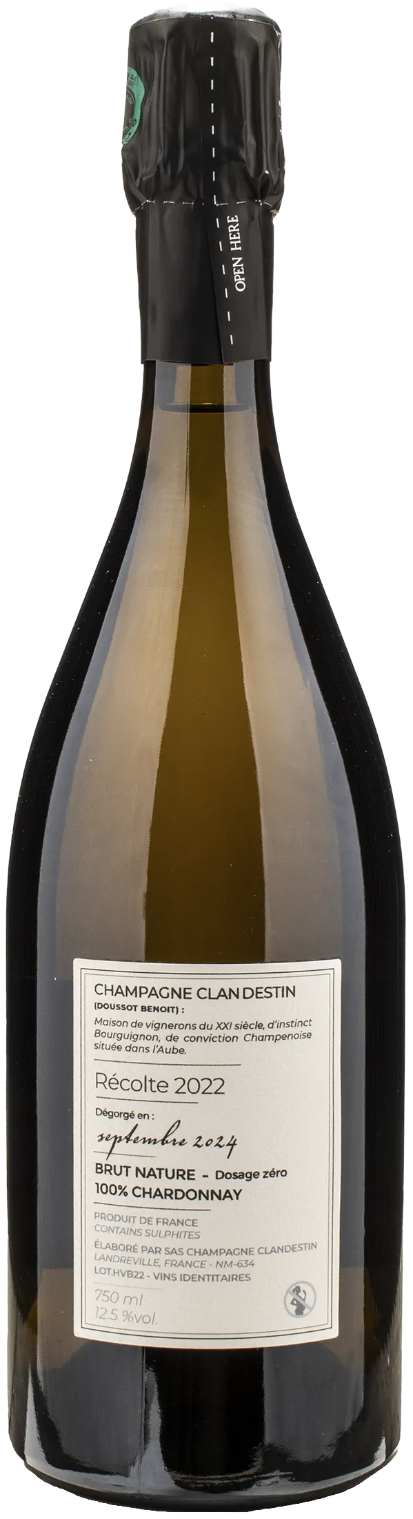 Clandestin Champagne Les Passagers Haut de Val Barmont Brut Nature  2022