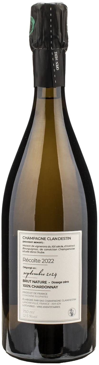 Clandestin Champagne Les Passagers Haut de Val Barmont Brut Nature  2022