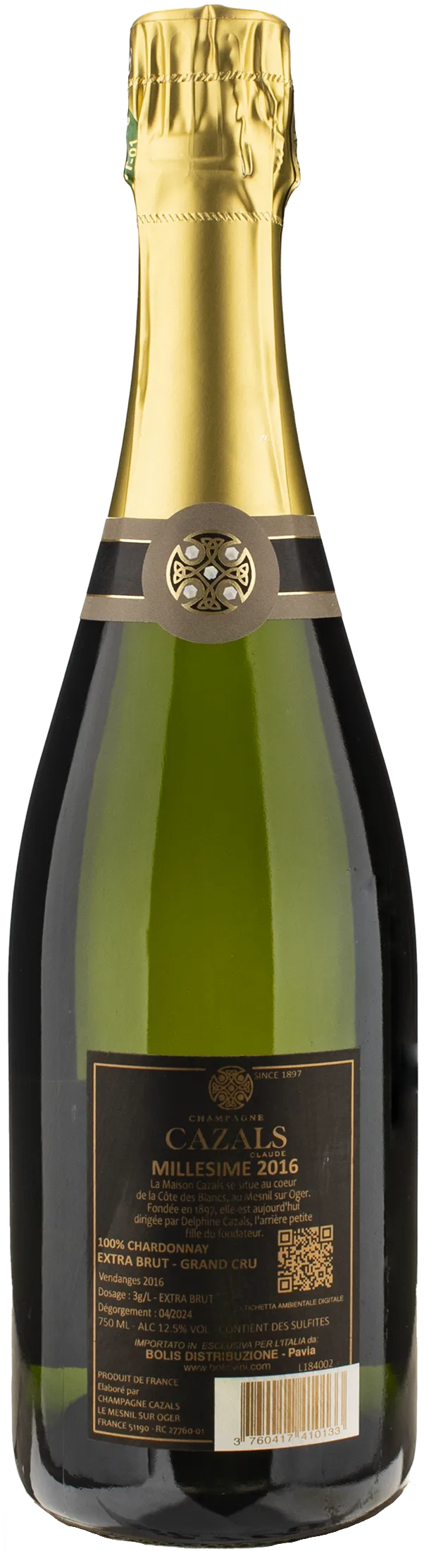 Claude Cazals Champagne Grand Cru Blanc de Blancs Extra Brut 2016