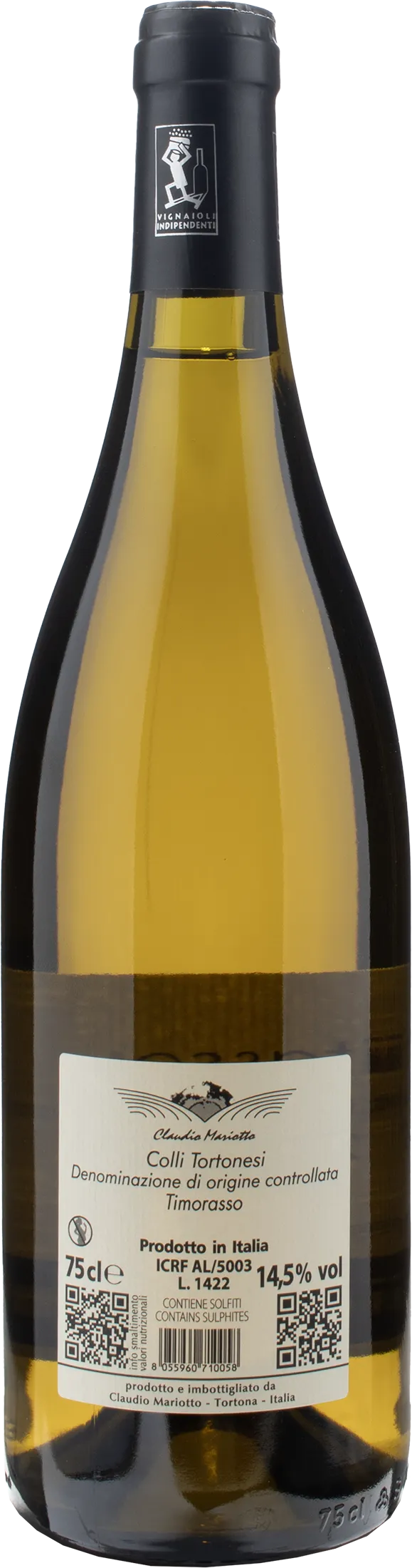 Claudio Mariotto Colli Tortonesi Timorasso Pitasso 2021