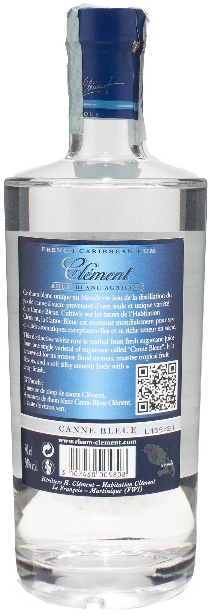 Clement Rhum Blanc Agricole Canne Bleue 0.7L