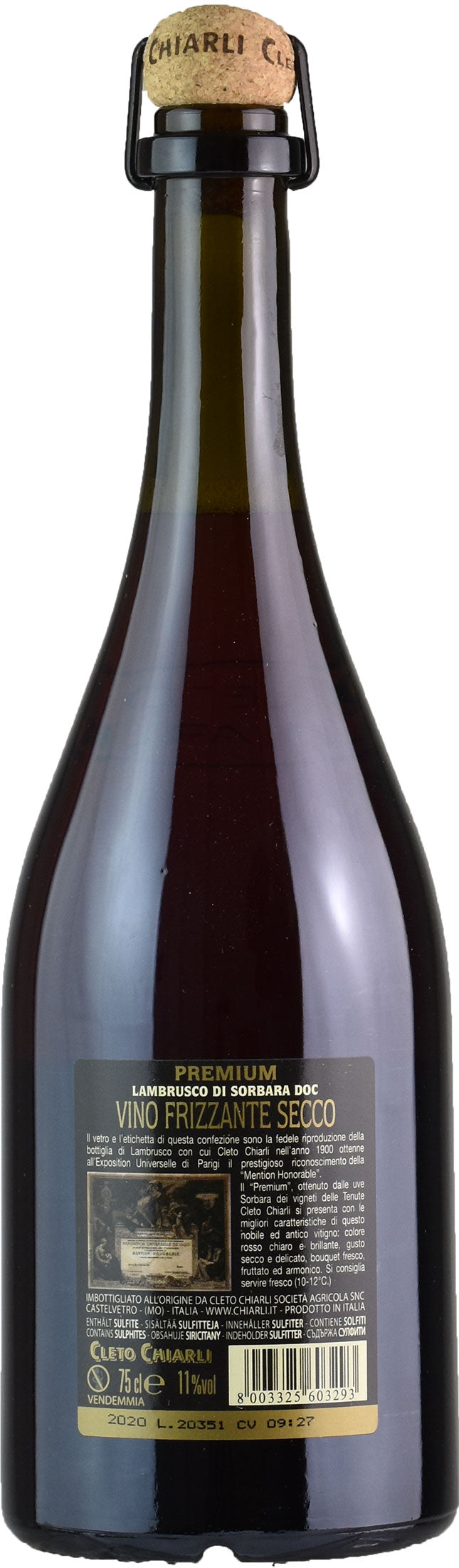 Cleto Chiarli Lambrusco Sorbara Premium Mention Honorable Vecchia Modena 2020