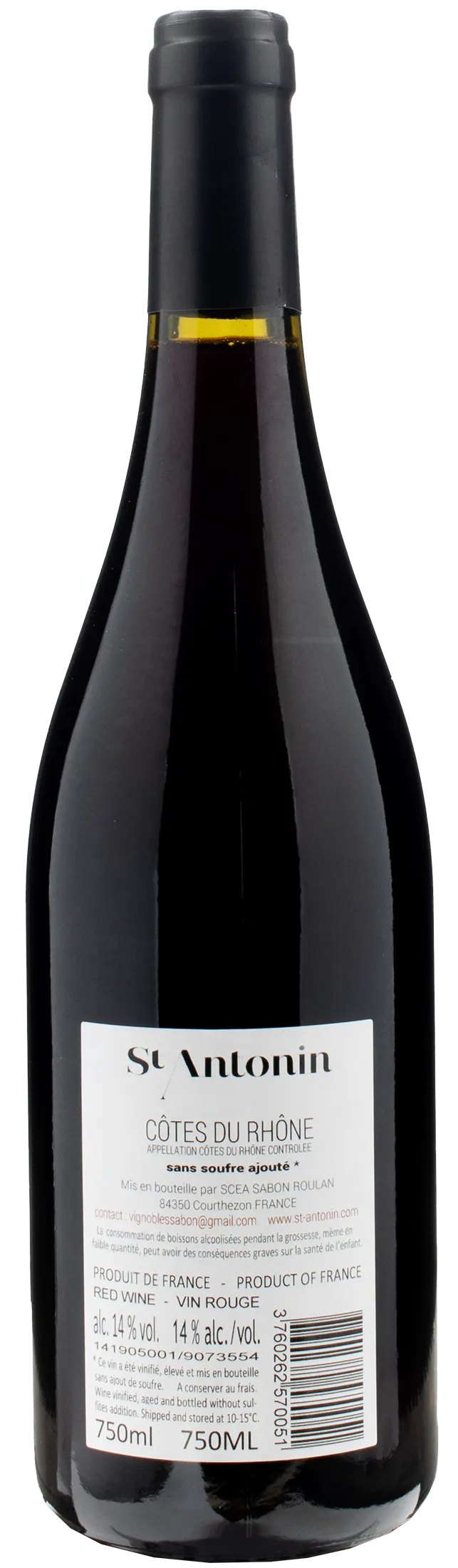 Clos St Antonin Cotes du Rhone Sans Sulfites Ajoutés 2022