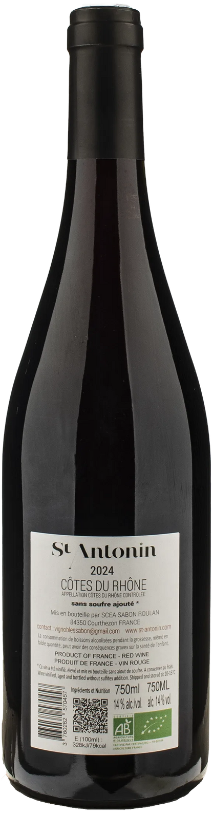 Clos St Antonin Cotes du Rhone Sans Sulfites Ajoutes 2024