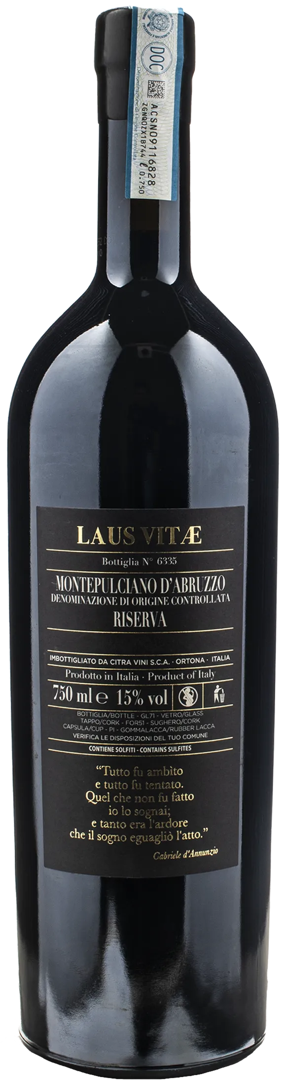 Codice Citra Montepulciano d'Abruzzo Laus Vitae Riserva 2019