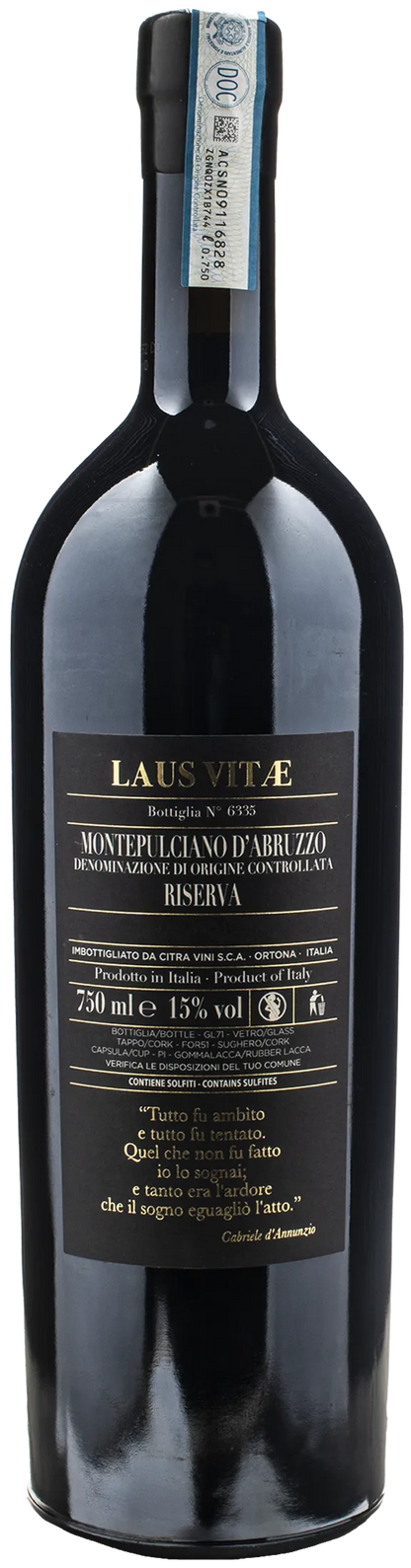 Codice Citra Montepulciano d'Abruzzo Laus Vitae Riserva 2019