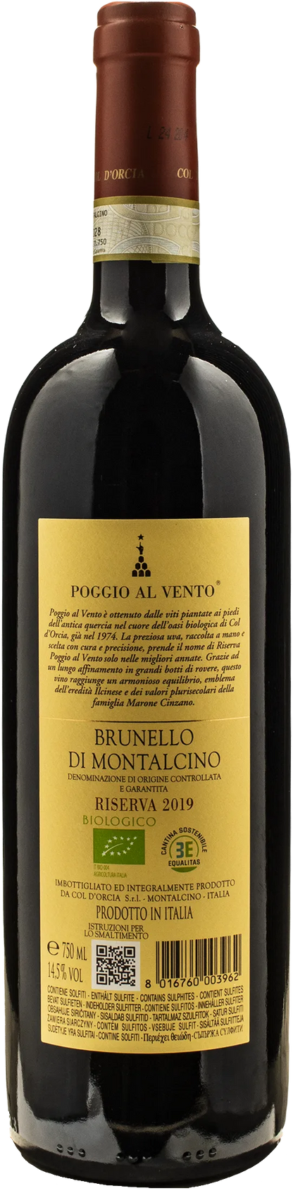 Col D'Orcia Brunello di Montalcino Poggio al Vento Riserva 2019