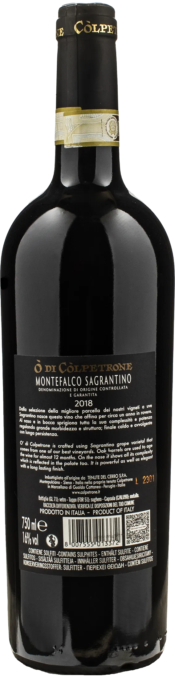 Colpetrone Montefalco Sagrantino O di Colpetrone 2018