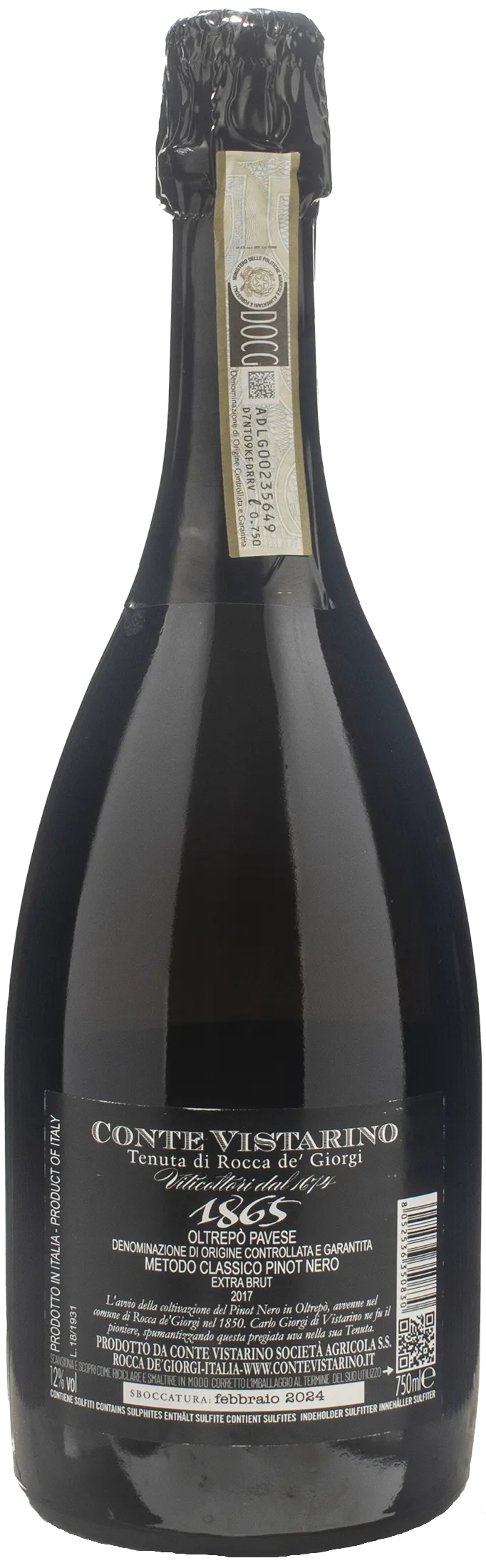 Conte Vistarino 1865 Oltrepò Pavese Metodo Classico Pinot Nero Extra Brut 2017
