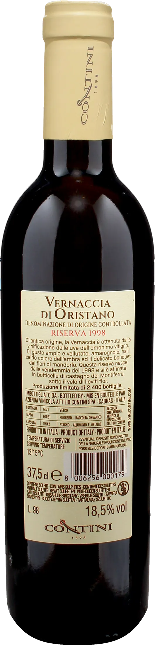 Contini Vernaccia di Oristano Riserva 0.375L 1998
