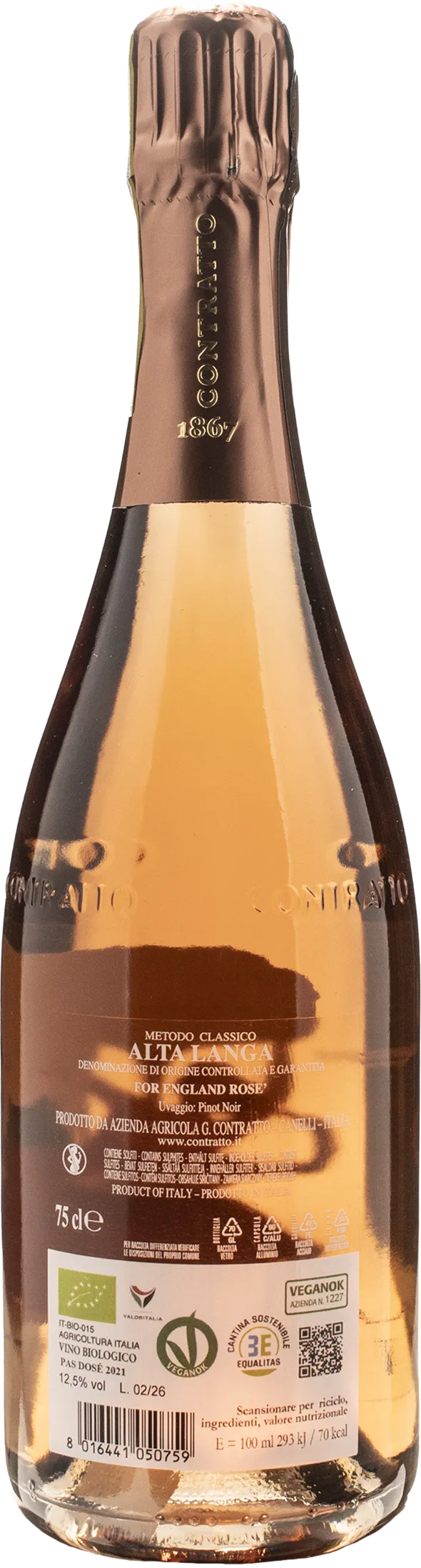 Contratto Alta Langa For England Rosè Pas Dose 2021