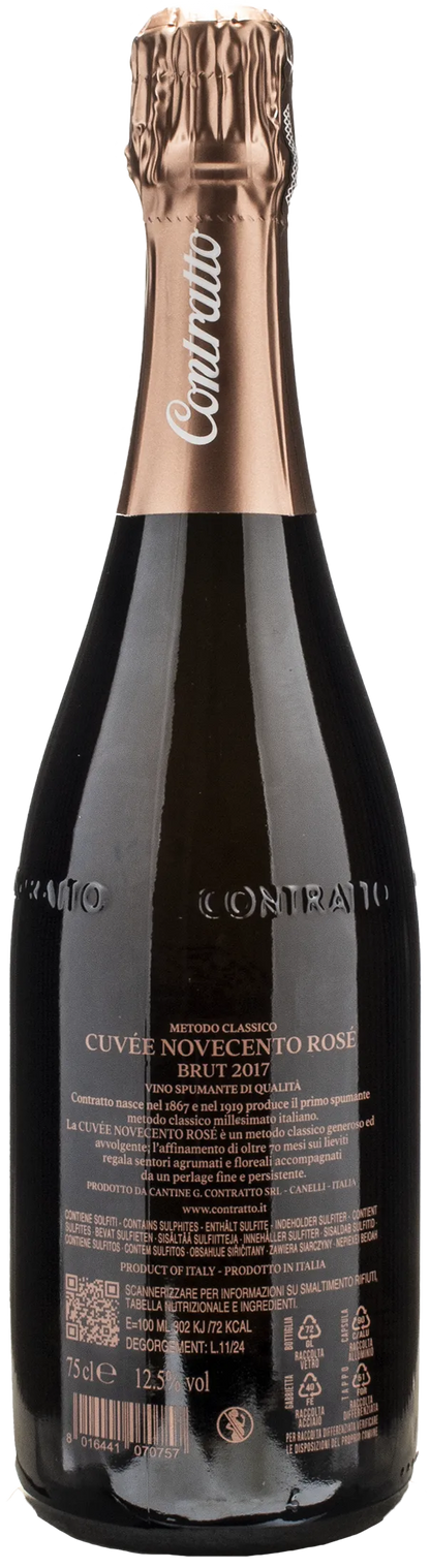Contratto Cuvée Novecento Metodo Classico Rosé Brut 2017