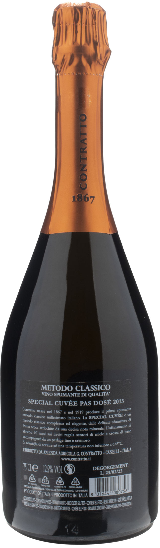 Contratto Special Cuvée Pas Dosé Metodo Classico 2013