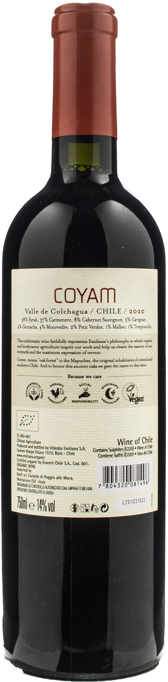 Coyam Colchagua Valley Chile Bio 2020